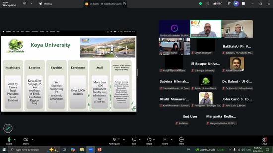 Koya University Participates as Iraq National Coordinator in the 10th International UI GreenMetric Meeting