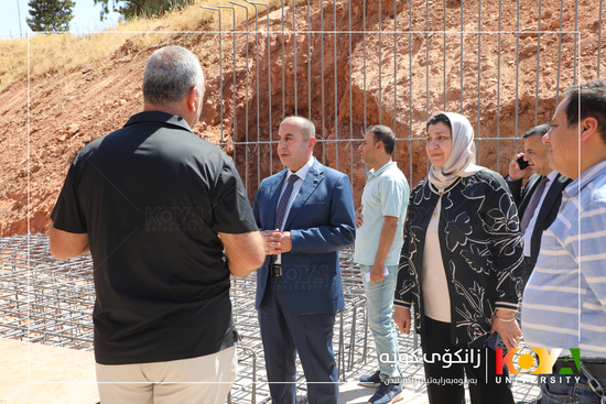 Koya University President Inspects Campus Pond Project and Faculty of Education Portal