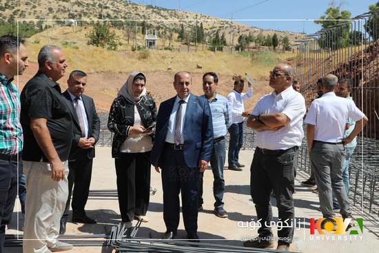Koya University President Inspects Campus Pond Project and Faculty of Education Portal
