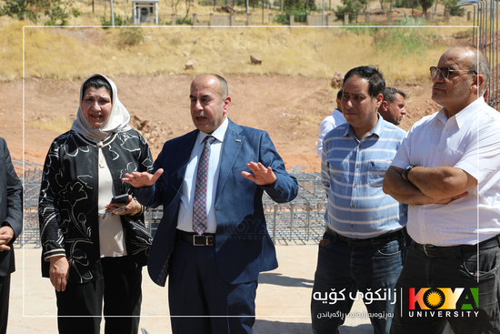 Koya University President Inspects Campus Pond Project and Faculty of Education Portal