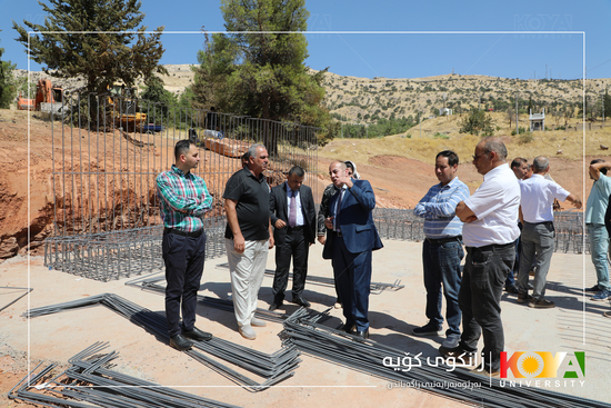 Koya University President Inspects Campus Pond Project and Faculty of Education Portal