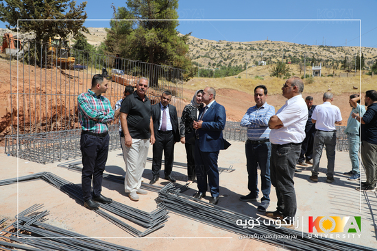 Koya University President Inspects Campus Pond Project and Faculty of Education Portal