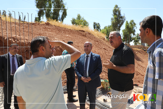 Koya University President Inspects Campus Pond Project and Faculty of Education Portal