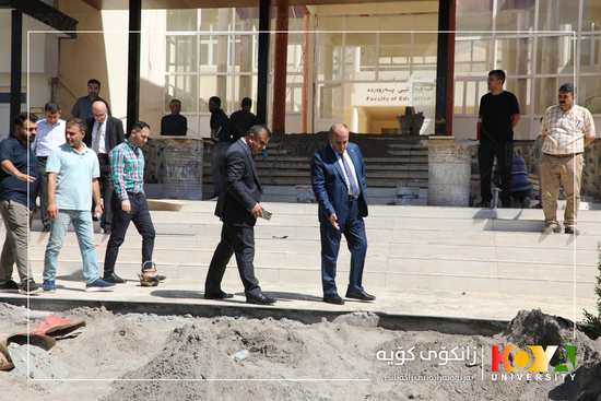 Koya University President Inspects Campus Pond Project and Faculty of Education Portal