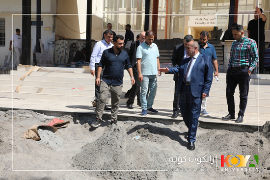 Koya University President Inspects Campus Pond Project and Faculty of Education Portal