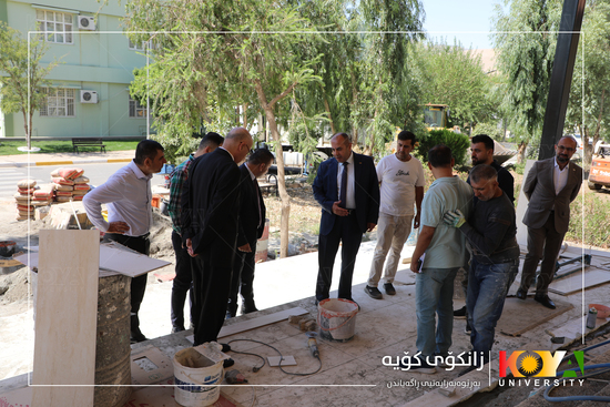Koya University President Inspects Campus Pond Project and Faculty of Education Portal