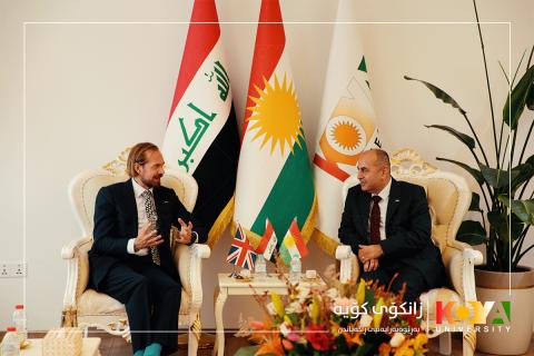  سەرۆکی زانکۆی کۆیە پێشوازی لە کۆنسۆڵی گشتیی بەریتانیا  لە هەرێمی کوردستان کرد